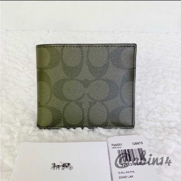 NWT Coach Signature Leather Canvas ID Billfold Wallet - Picture 4 of 9